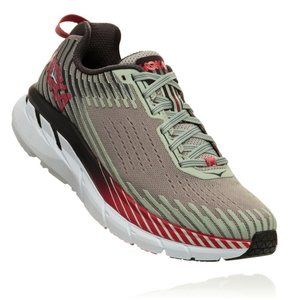 Hoka Women's Clifton 5 Grey, Black, Red Running Tennis Shoes Size 7 Great Cond.